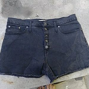 Madewell black button up denim shorts